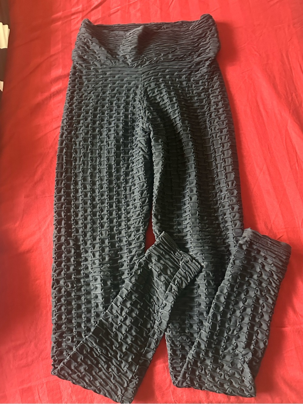 Black Textured Leggings - Comfort Stretch Bottoms